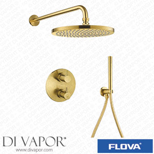 Flova BB-LVT2WPK1-RO-U Levo Thermostatic 2-Outlet Shower Valve with Fixed Head and Handshower Kit - Round - Brushed Brass Spare Parts
