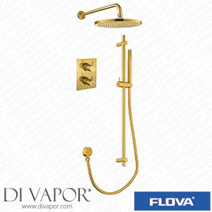Flova BB-LVT2WPK2-SQ-U Levo Thermostatic 2-Outlet Shower Valve with Fixed Head and Sliderail Kit - Square - Brushed Brass Spare Parts