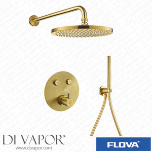Flova BB-LVT2WPK3-RO-V Brushed Brass Goclick Flow Control 2 Outlet Shower Pack with Handset Kit - Round Spare Parts