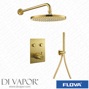 Flova BB-LVT2WPK3-SQ-V Brushed Brass Goclick Flow Control 2 Outlet Shower Pack with Handset Kit - Square Spare Parts