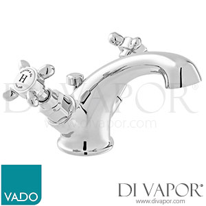 VADO BC-AXB-100-CP Axbridge Cross Handle Mono Basin Mixer with Pop-Up Waste Bathroom Tap Spares