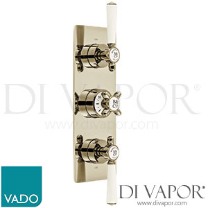 VADO BC-AXB-128/2-BN Axbridge 2 Outlet 3 Handle Concealed Thermostatic Valve - Bright Nickel - Shower Spare Parts