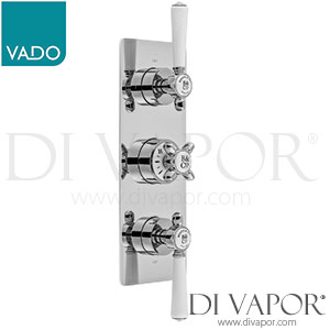 VADO BC-AXB-128/2-CP Axbridge 2 Outlet 3 Handle Concealed Thermostatic Valve - Chrome - Shower Spare Parts