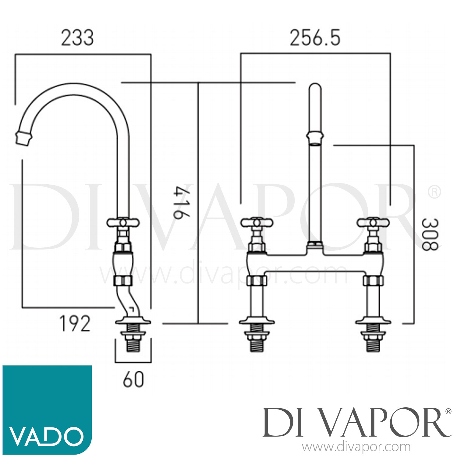 VADO BCAXB153CP Axbridge Bridge Kitchen Mixer Tap Spare Parts