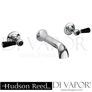 Hudson Reed Topaz Black Lever Wall Mounted Bath Spout & Stop Taps - Chrome Spare Parts