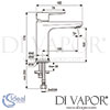 Ideal Standard Cerafine O Basin Mixer without Pop-Up Waste Dimensions