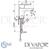 Ideal Standard Ceraplan III One Hole Basin Mixer H70 Chain Tap Dimensions