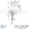 Ideal Standard Ceraplan III Basin Mixer H90 with Chain Tap Dimensions