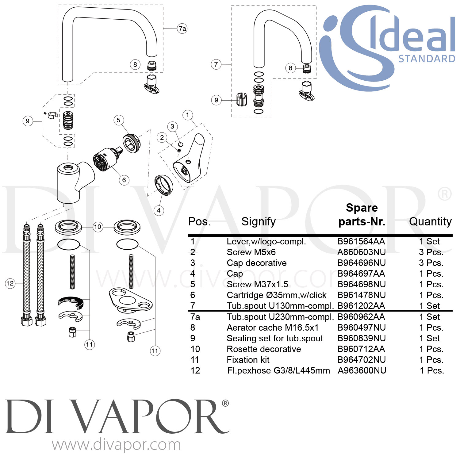 Ideal Standard BC660AA Alpha High Spout Kitchen Mixer Tap Spare Parts
