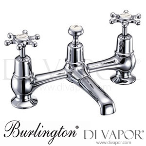 Burlington BI10 MED Birkenhead 2 Tap Hole Bridge Basin Mixer with Plug, Chain Waste & Swivel Spout Spare Parts