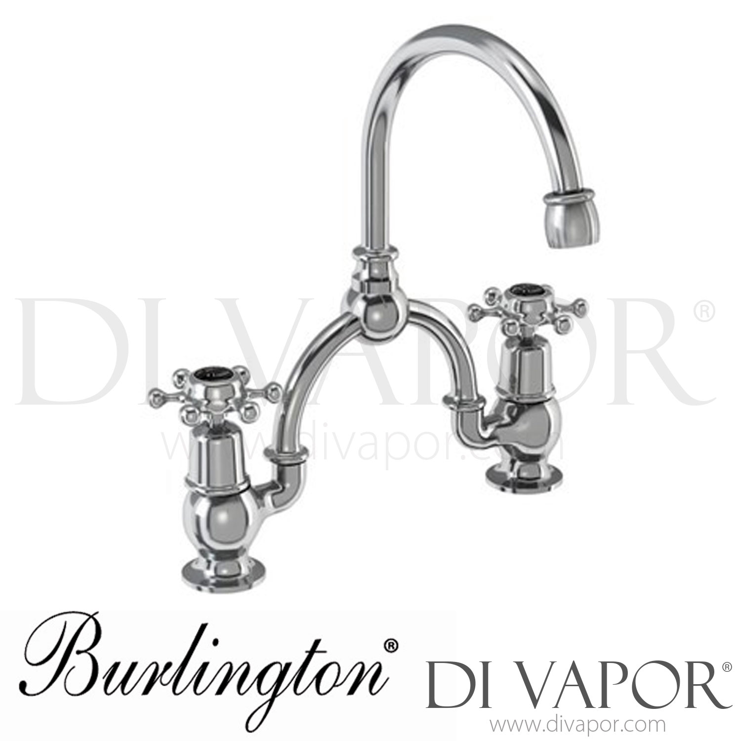 Burlington BI28 BLA Birkenhead 2 Tap Hole Arch Mixer with Curved Spout