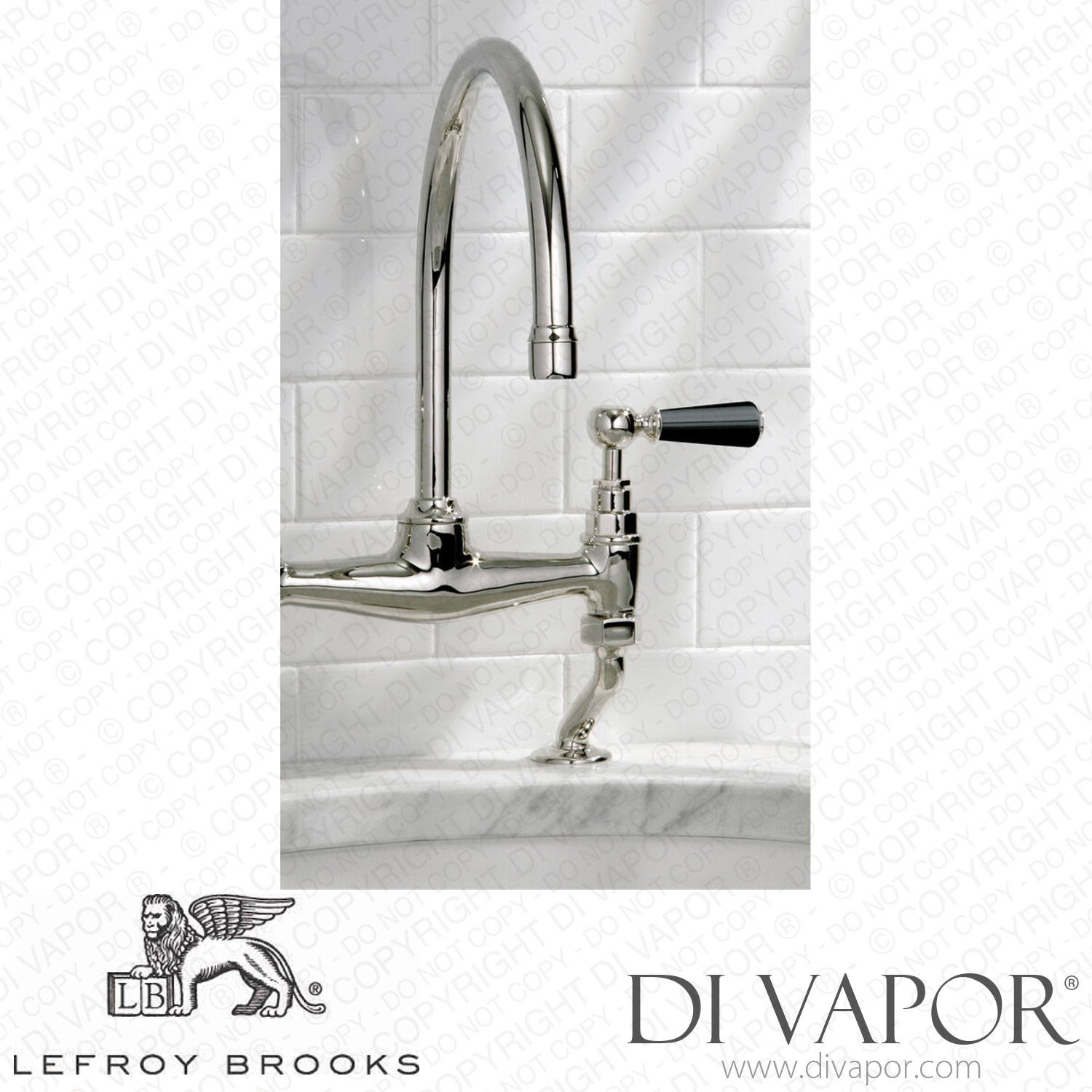 Lefroy Brooks Classic Basin Bridge Mixer With Black Levers (Bl 9007