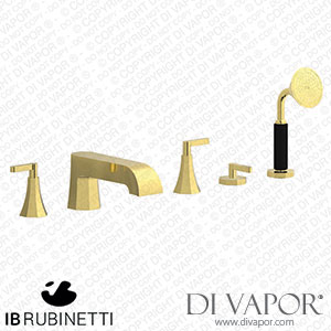 IB Rubinetti BL396OO Belmondo + Belmondo Elle Five Holes Deck Mounted Bath Filler with Shower Kit Spare Parts
