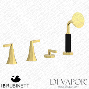 IB Rubinetti BL397OO Belmondo + Belmondo Elle Four Holes Bath Filler with Overflow Outlet Connection Diverter and Shower Kit Spare Parts