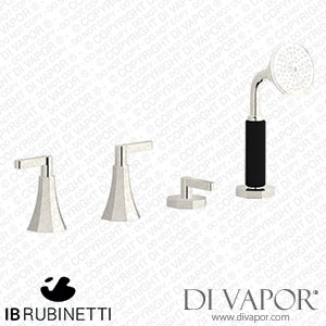 IB Rubinetti BL397PL Belmondo + Belmondo Elle Four Holes Bath Filler with Overflow Outlet Connection Diverter and Shower Kit Spare Parts