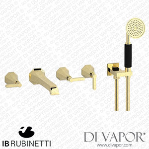 IB Rubinetti BL398II Belmondo + Belmondo Elle Five Holes Wall Mounted Bath Filler with Shower Kit Spare Parts