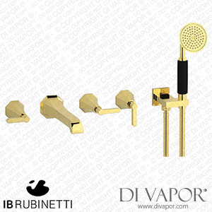 IB Rubinetti BL398OO Belmondo + Belmondo Elle Five Holes Wall Mounted Bath Filler with Shower Kit Spare Parts
