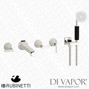 IB Rubinetti BL398PL Belmondo + Belmondo Elle Five Holes Wall Mounted Bath Filler with Shower Kit Spare Parts