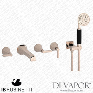 IB Rubinetti BL398RS Belmondo + Belmondo Elle Five Holes Wall Mounted Bath Filler with Shower Kit Spare Parts