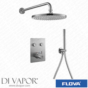 Flova BN-LVT2WPK3-SQ-V Brushed Nickel Goclick Flow Control 2 Outlet Shower Pack with Handset Kit- Square Spare Parts