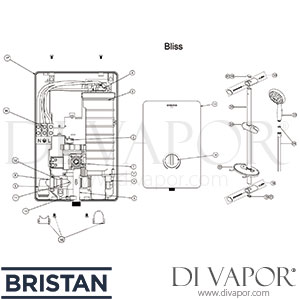 Bristan Bliss 10.5 kW Electric Shower - White - Spare Parts BR DV 102