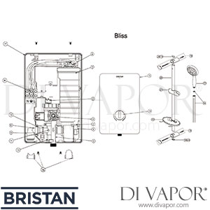 Bristan Bliss 9.5 kW Electric Shower - White - Spare Parts BR DV 104