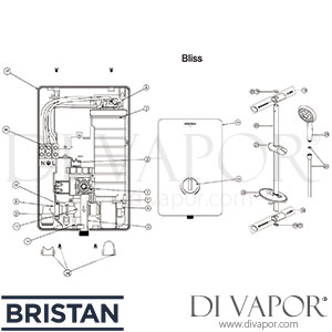 Bristan Bliss 8.5 kW Electric Shower - Black - Spare Parts BR DV 105