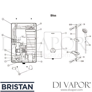 Bristan Bliss 8.5 kW Electric Shower - White - Spare Parts BR DV 106