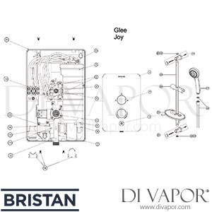 Bristan Joy 9.5 kW - Black - Electric Shower Spare Parts BR DV 109
