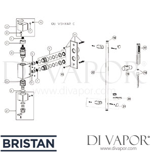 Bristan QT VSHXAR C Qube Vertical Thermostatic Valve with Adjustable Riser Spare Parts - BR DV 328