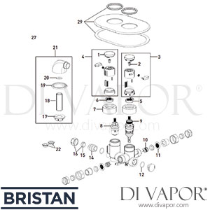 Bristan Artisan Recessed Thermostatic Shower Valve Spare Parts - BR DV 354