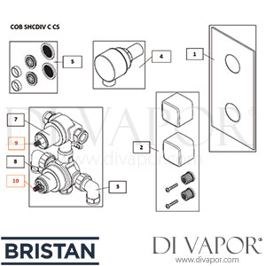 Bristan Cob Shcdiv C Cs Cobalt Concealed Thermostatic Shower Valve Spare Parts - BR DV 358