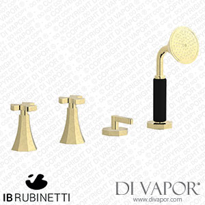 IB Rubinetti BT397II Belmondo + Belmondo Elle Four Holes Bath Filler with Overflow Outlet Connection Diverter and Shower Kit Spare Parts