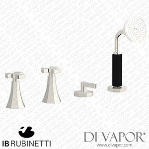 IB Rubinetti BT397PL Belmondo + Belmondo Elle Four Holes Bath Filler with Overflow Outlet Connection Diverter and Shower Kit Spare Parts