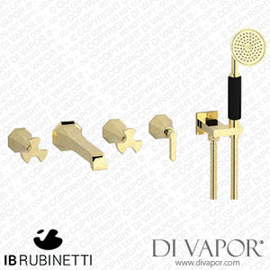 IB Rubinetti BT398II Belmondo + Belmondo Elle Five Holes Wall Mounted Bath Filler with Shower Kit Spare Parts