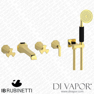 IB Rubinetti BT398OO Belmondo + Belmondo Elle Five Holes Wall Mounted Bath Filler with Shower Kit Spare Parts