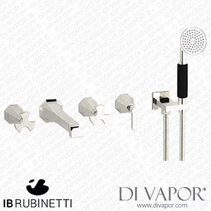 IB Rubinetti BT398PL Belmondo + Belmondo Elle Five Holes Wall Mounted Bath Filler with Shower Kit Spare Parts