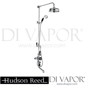 Hudson Reed Topaz Black Triple Thermostatic Shower Valve With Rigid Riser Kit & Bath Spout Spare Parts