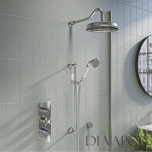Better Bathrooms BUN/BeBa_26814/78634 Chrome Concealed Traditional Shower Mixer with Triple Control & Round Wall Mounted Head and Handset - Cambridge Spare Parts