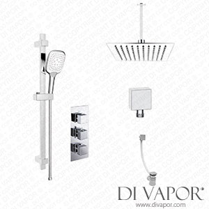 Better Bathrooms BUN/BeBa_26815/77957 Chrome Concealed Shower Mixer with Triple Control & Square Ceiling Mounted Head, Handset and Bath Filler - Cube Spare Parts