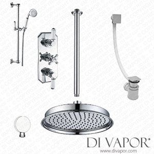Better Bathrooms BUN/BeBa_26817/78605 Chrome Concealed Traditional Shower Mixer with Dual Control & Round Ceiling Mounted Head and Handset - Cambridge Spare Parts