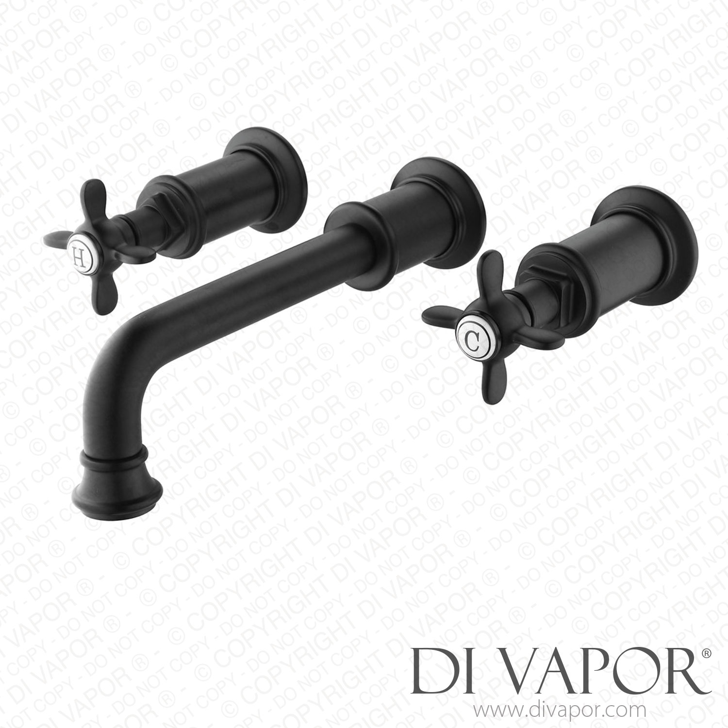 Better Bathrooms BeBa_25968 Wall Mounted Black Double Lever Basin Mixer