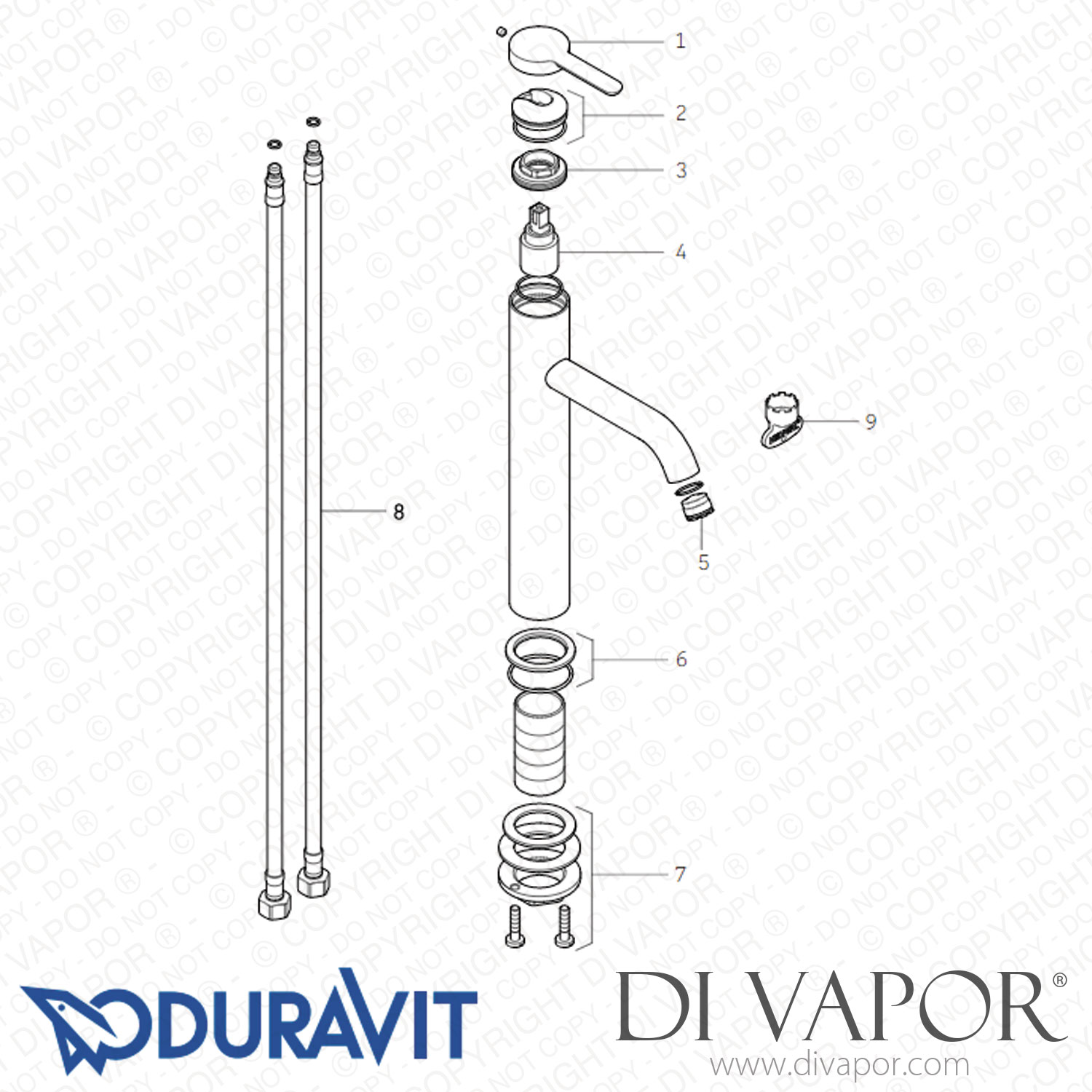 Duravit C.1 Single Lever Basin Mixer M (C11020002046) Spare Parts
