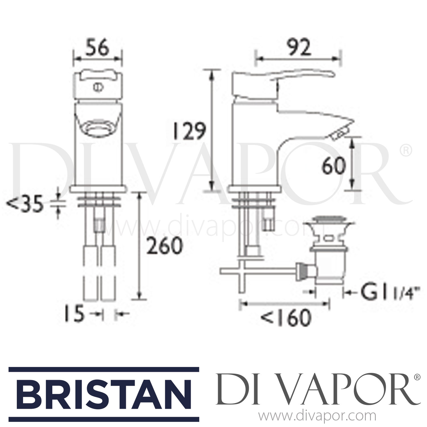 Bristan Capri Eco Basin Mixer With Pop-Up Waste CAP EBAS C - View #7