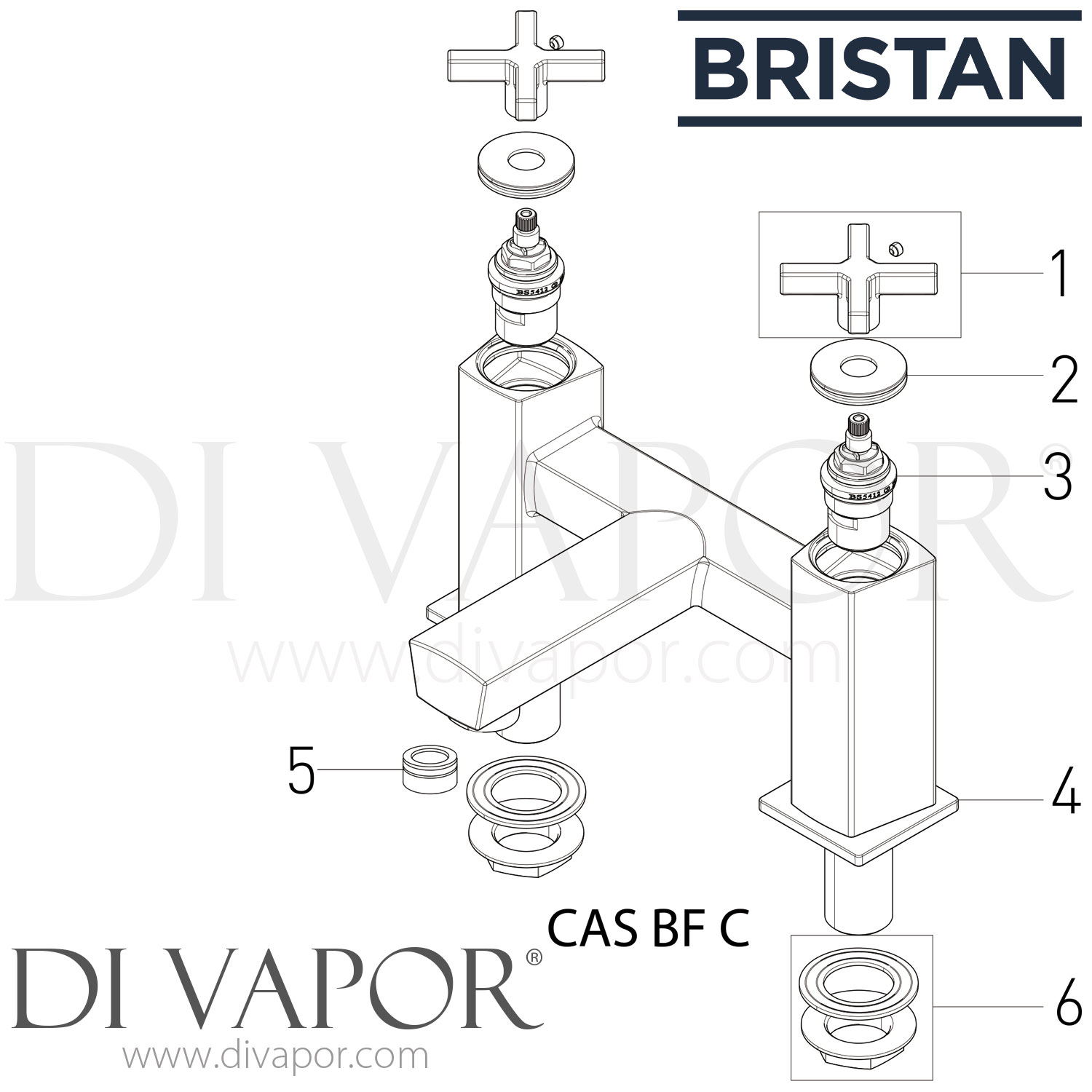 Bristan CAS BF C Casino / Cascade Bath Filler Spare Parts