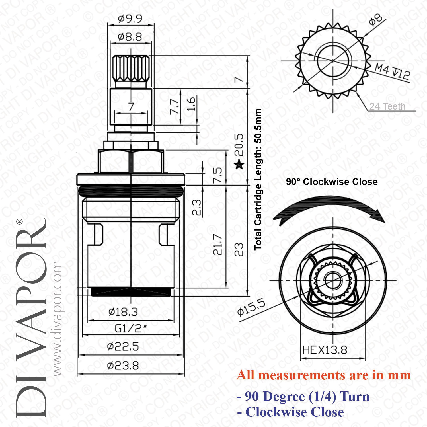 CC10 Tap Cartridge Cold Spare 1/2 Inch