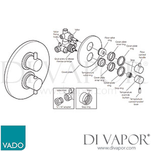 Vado CEL-148B/2/RO Celsius Concealed 2 Way Thermostatic Shower Valve with Round Backplate Spare Parts