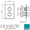 VADO Celsius Chrome Twin Thermostatic Shower Mixer Valve - 240mm x 150mm