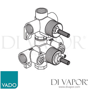 VADO CON-048D/2-BR Valve Body DX 2 Outlet, 2 Handle 148D/2 Concealed Thermostatic Valve Spare Parts