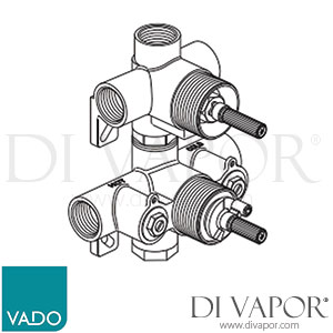 VADO CON-048D/3-BR Valve Body DX 3 Outlet, 2 Handle 148D/3 Concealed Thermostatic Valve Spare Parts